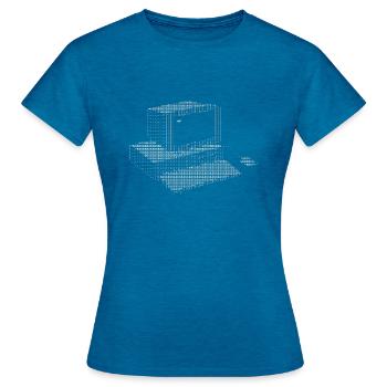 ascii computer - Women's T-Shirt - antique blue sapphire heather - Front - AI Model Female 172 dark (172cm)