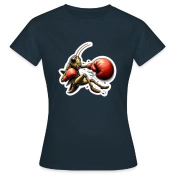 Eine boxende Heuschrecke - Frauen T-Shirt - Navy - Vorne - AI Model Female 172 dark (172cm)