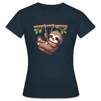 Drôle paresseux balançoire aire de jeux dessin animé Spa - T-shirt Femme - marine - Devant - AI Model Female 172 dark (172cm)