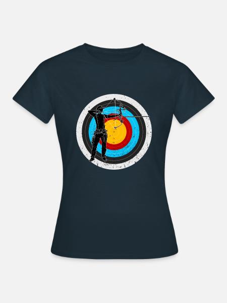 Bogenschütze vor Zielscheibe - Frauen T-Shirt - Navy
