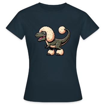 Caniche T-Rex Fusion Cartoon - T-shirt Femme - marine - Devant - AI Model Female 172 dark (172cm)