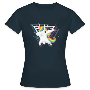 Einhorn Dab - Frauen T-Shirt - Navy - Vorne - AI Model Female 172 dark (172cm)