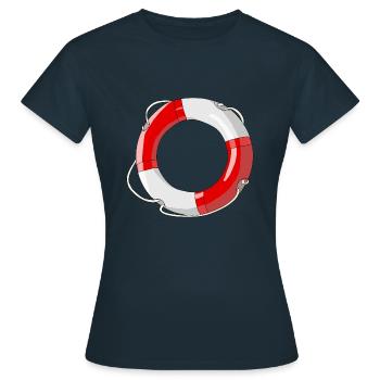 Rettungsring Boot - Frauen T-Shirt - Navy - Vorne - AI Model Female 172 dark (172cm)