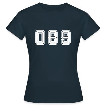 089 München - Frauen T-Shirt - Navy - Vorne - AI Model Female 172 dark (172cm)