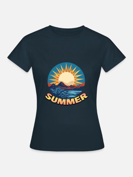 Summer Sunset Logo - Frauen T-Shirt - Navy