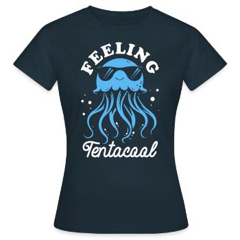 Feeling Tentacool - Méduse avec des tentacules - T-shirt Femme - marine - Devant - AI Model Female 172 dark (172cm)