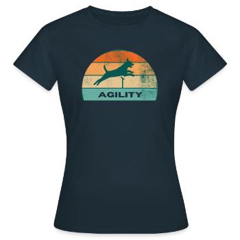 Hundesport - Agility - Frauen T-Shirt - Navy - Vorne - AI Model Female 172 dark (172cm)