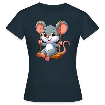 Mignon souris rat balançoires sur une aire de jeux Voiture - T-shirt Femme - marine - Devant - AI Model Female 172 dark (172cm)