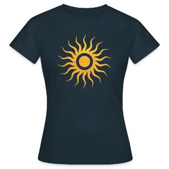 Sun with golden rays, esotericism, mysticism - Women's T-Shirt - navy - Front - AI Model Female 172 dark (172cm)
