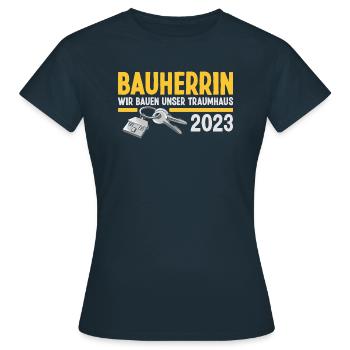 Bauherrin 2023 Hausbau Eigenheim Bauleiterin - Frauen T-Shirt - Navy - Vorne - AI Model Female 172 dark (172cm)