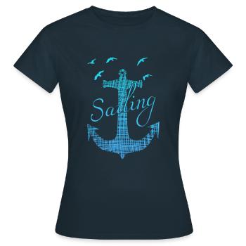 Sailing - Frauen T-Shirt - Navy - Vorne - AI Model Female 172 dark (172cm)