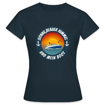 Sonne blauer Himmel und mein Boot - Frauen T-Shirt - Navy - Vorne - AI Model Female 172 dark (172cm)