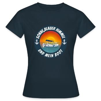 Sonne blauer Himmel und mein Boot - Frauen T-Shirt - Navy - Vorne - AI Model Female 172 dark (172cm)