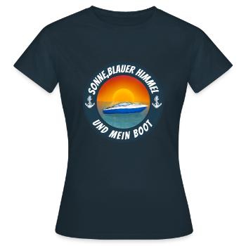 Sonne blauer Himmel und mein Boot - Frauen T-Shirt - Navy - Vorne - AI Model Female 172 dark (172cm)