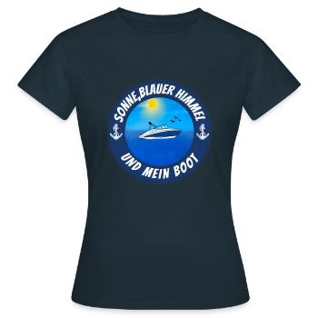 Sonne blauer Himmel und mein Boot - Frauen T-Shirt - Navy - Vorne - AI Model Female 172 dark (172cm)