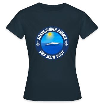 Sonne blauer Himmel und mein Boot - Frauen T-Shirt - Navy - Vorne - AI Model Female 172 dark (172cm)