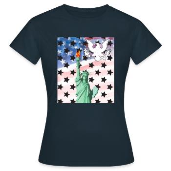 USA, Freiheitsstatue - Frauen T-Shirt - Navy - Vorne - AI Model Female 172 dark (172cm)