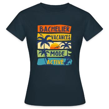 Bachelier Mode Vacances Activé Cadeau BAC 2024 Bac - T-shirt Femme - marine - Devant - AI Model Female 172 dark (172cm)