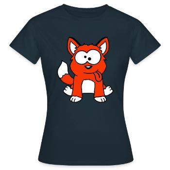 Hund Fuchs Lustige Grimasse Schielen Zunge Raus - Frauen T-Shirt - Navy - Vorne - AI Model Female 172 dark (172cm)