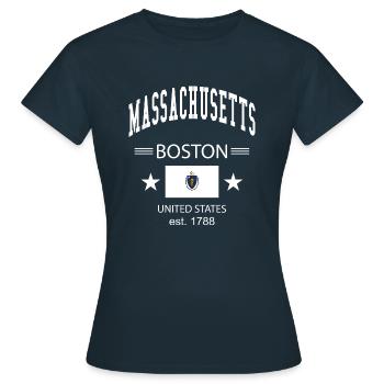 Massachusetts - Frauen T-Shirt - Navy - Vorne - AI Model Female 172 dark (172cm)