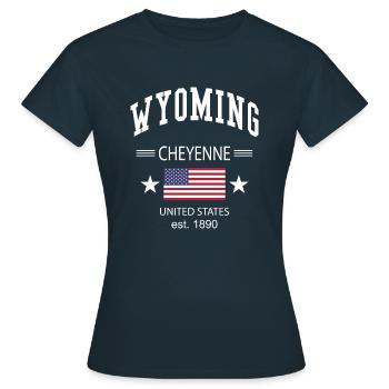 Wyoming - Frauen T-Shirt - Navy - Vorne - AI Model Female 172 dark (172cm)
