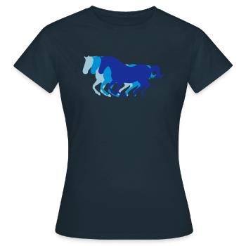 Trois chevaux au galop - T-shirt Femme - marine - Devant - AI Model Female 172 dark (172cm)