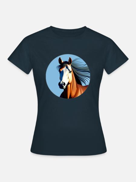 Galopperende Brun Sportshest - Dame-T-shirt - marineblå