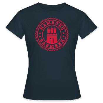 Hamburg Stadtteil Barmbek B - Frauen T-Shirt - Navy - Vorne - AI Model Female 172 dark (172cm)