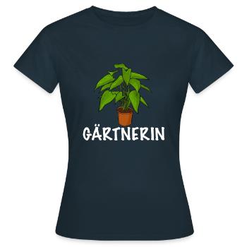 Gärtnerin Topfpflanzen für die Gartenarbeit - Frauen T-Shirt - Navy - Vorne - AI Model Female 172 dark (172cm)