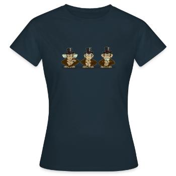 voir entendent ne rien dire - crise économique - T-shirt Femme - marine - Devant - AI Model Female 172 dark (172cm)