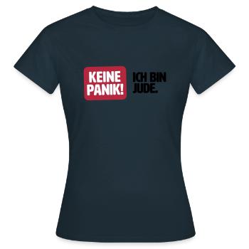 Keine Panik! Ich bin Jude - Frauen T-Shirt - Navy - Vorne - AI Model Female 172 dark (172cm)