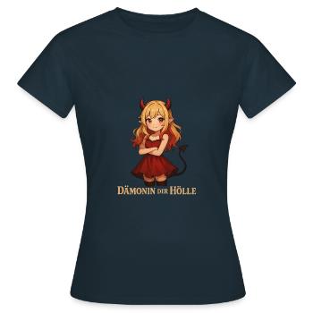 Dämonin der Hölle – Mystische Anime-Teufelin - Frauen T-Shirt - Navy - Vorne - AI Model Female 172 dark (172cm)