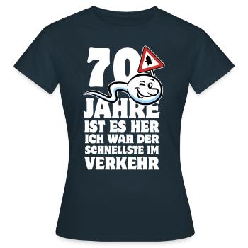 70 Jahre ist es her - der Schnellste im Verkehr - Frauen T-Shirt - Navy - Vorne - AI Model Female 172 dark (172cm)