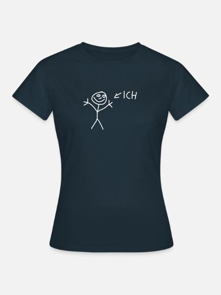 Strichmännchen handgemalt - Frauen T-Shirt - Navy