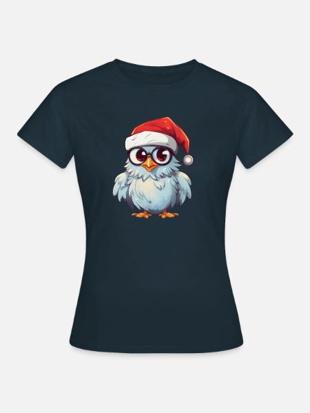 Weiße Weihnachtseule: Festliche Eleganz - Frauen T-Shirt - Navy