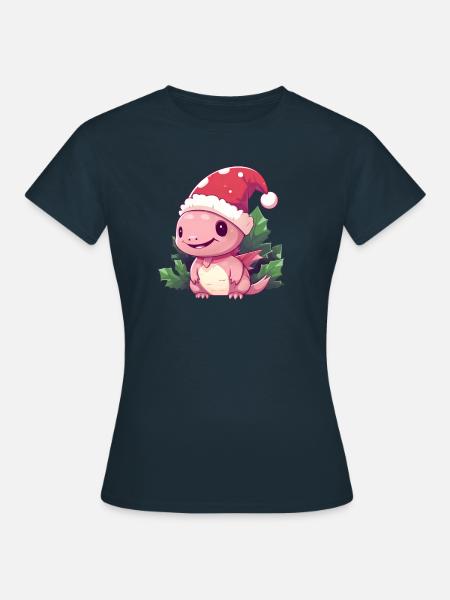 Weihnachts-Axolotl Mistelzweig - Frauen T-Shirt - Navy