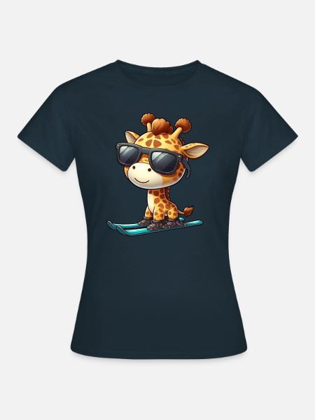Snowboard Giraffe, Wintersport Tier - Frauen T-Shirt - Navy