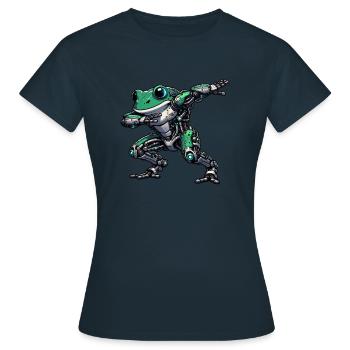 Cool Robot Grenouille Dabbing Mech Cyborg - T-shirt Femme - marine - Devant - AI Model Female 172 dark (172cm)
