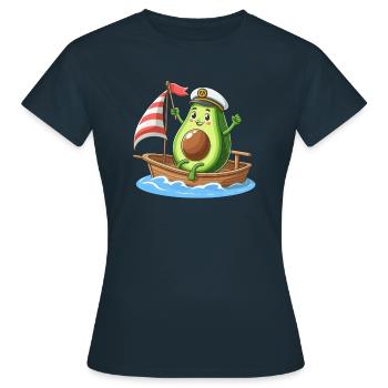 Cool dériveur à motif d’été avocat - T-shirt Femme - marine - Devant - AI Model Female 172 dark (172cm)