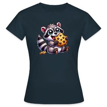 Süßer Waschbär Keks Dessert Nachtisch Süßigkeit - Frauen T-Shirt - Navy - Vorne - AI Model Female 172 dark (172cm)