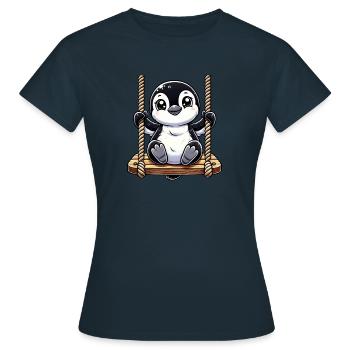 pingouin balançoires aire de jeux amusant animal dessin animé - T-shirt Femme - marine - Devant - AI Model Female 172 dark (172cm)