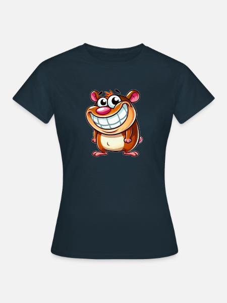 Frecher Hamster Cartoon Skurril Lustig Fahrig - Frauen T-Shirt - Navy