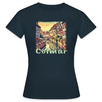 Colmar France Old Town Canal Old Building Holiday - Women's T-Shirt - navy - Front - AI Model Female 172 dark (172cm)