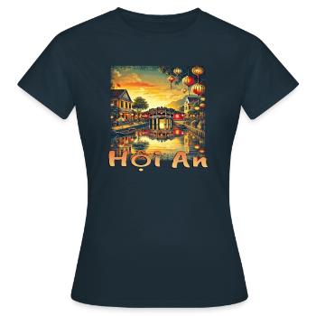 Hoi An Vietnam Old Town Sunset Grunge - Women's T-Shirt - navy - Front - AI Model Female 172 dark (172cm)