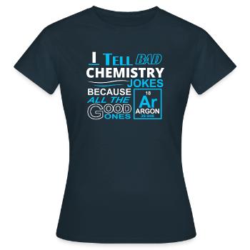 Je raconte des blagues sur la chimie - T-shirt Femme - marine - Devant - AI Model Female 172 dark (172cm)