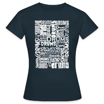Batterie Batterie Percussions - T-shirt Femme - marine - Devant - AI Model Female 172 dark (172cm)
