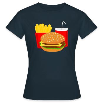 Menu Burger Fast Food Cola idée cadeau - T-shirt Femme - marine - Devant - AI Model Female 172 dark (172cm)