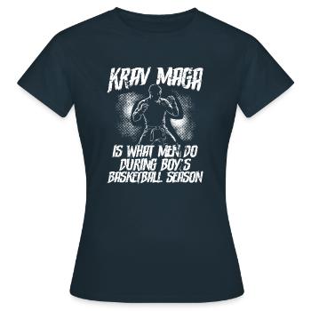 Combattant d’arts martiaux Self Défense Krav Maga - T-shirt Femme - marine - Devant - AI Model Female 172 dark (172cm)