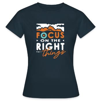 Focus - Women's T-Shirt - navy - Front - AI Model Female 172 dark (172cm)