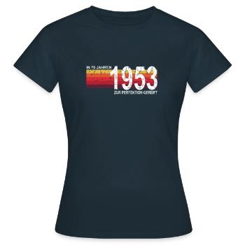 70. Geburtstag in 70 Jahren zur Perfektion gereift - Frauen T-Shirt - Navy - Vorne - AI Model Female 172 dark (172cm)